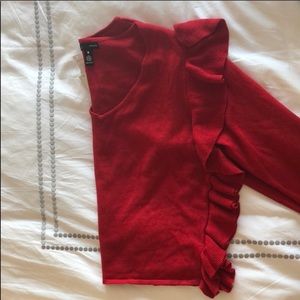 Red Aqua Sweater W/ Ruffled Side - New W/ Tags